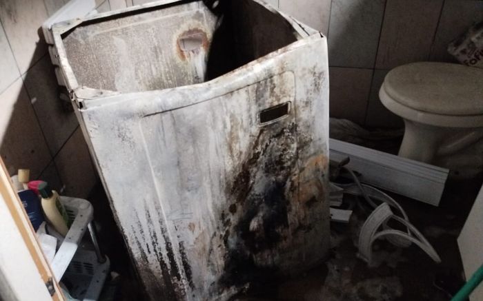 A lavanderia ficava em cômodo improvisado da casa (foto: divulgação - CBM)