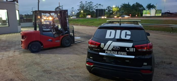 Equipamento saiu de Itajaí e foi roubado em São Paulo (Foto: Divulgação PCSC)