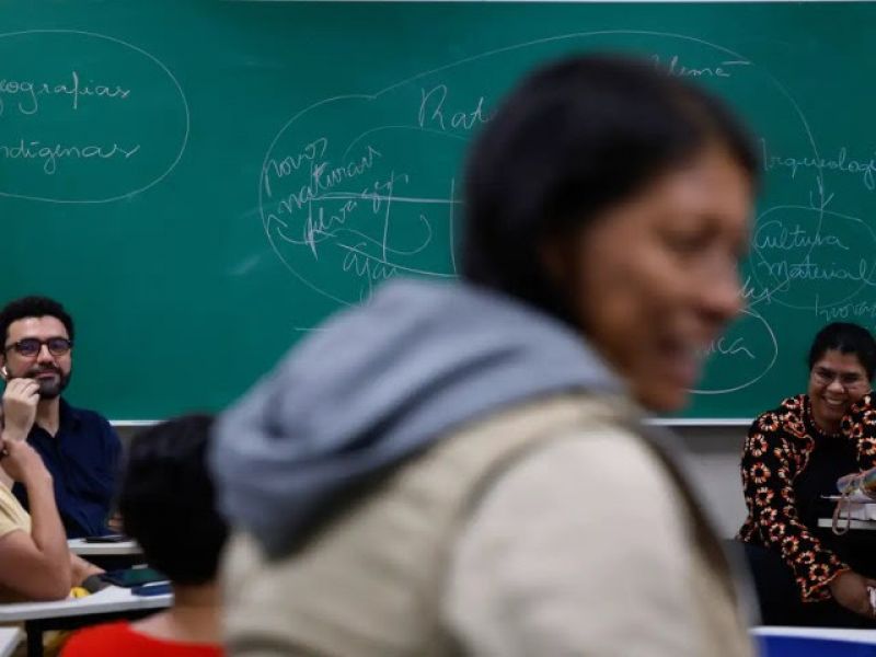 Sala de aula da Faculdade Intercultural Indígena(Faind), no campus principal da Universidade Federal da Grande Dourados (UFGD).
