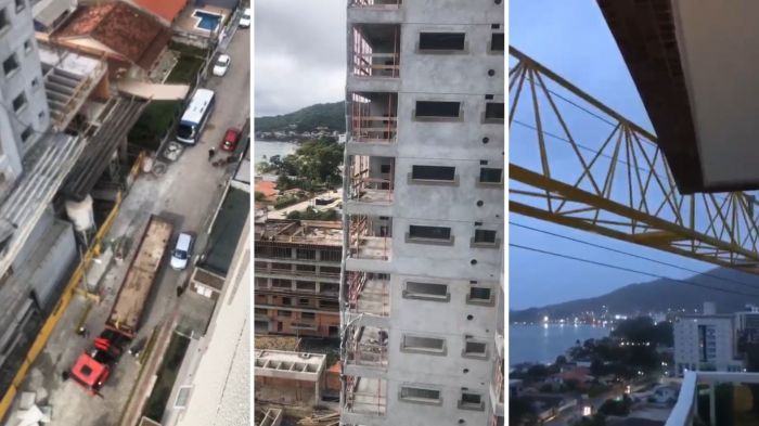 Segundo a moradora, construtora ignora pedidos de ajuda e oferece apenas plástico contra a poeira (Foto: Leitor Diarinho)