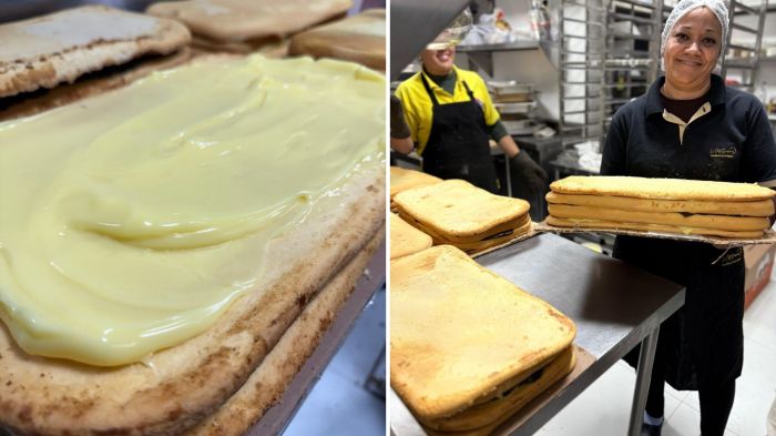 Produção envolve mais de uma tonelada de ingredientes e deve render mais de 11 mil fatias (Foto: PMBC/Divulgação)
