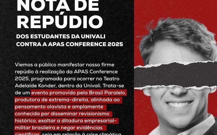 Manifesto critica organização e palestrantes e cobra posicionamento da reitoria, que justifica que não censura debates por acreditar na liberdade de expressão (Foto: Reprodução)