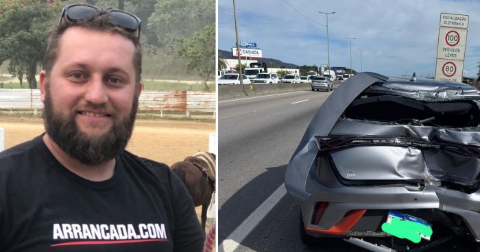 Elton morreu ao bater na traseira de carro (Foto: Dvulgacao CBMSC e redes sociais )