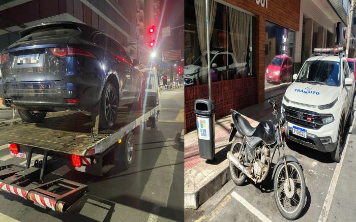 Veículos foram guinchados por irregularidades no trânsito de Balneário Camboriú (Foto: Divulgação PMBC)