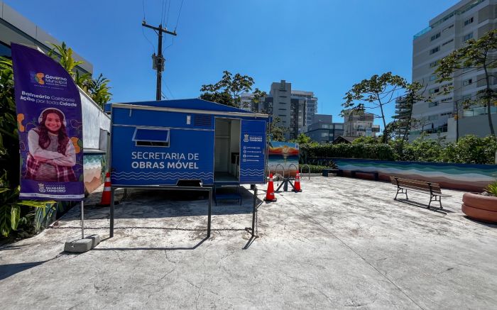 Filial da secretaria de Obras fica na Praia dos Amores até sexta-feira (Foto: Divulgação/PMBC)