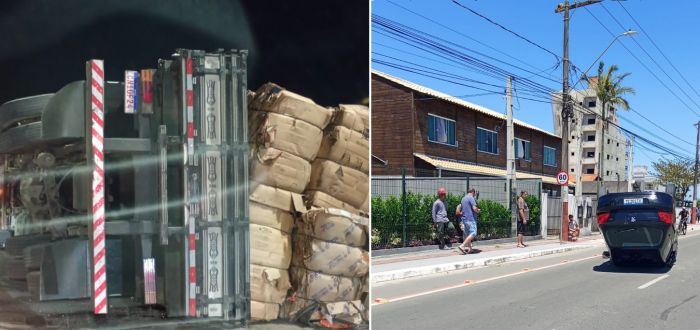 Apesar do susto, acidentes a princípio não teriam deixado feridos (Fotos: Leitor)