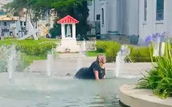 Agentes tiveram dificuldade em retirar mulher no local (Foto: Reprodução)