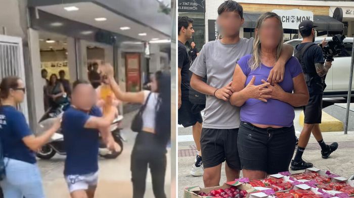 Imagens da confusão com vendedor de morangos circularam nas redes sociais e geraram ampla repercussão (Foto: Reprodução)