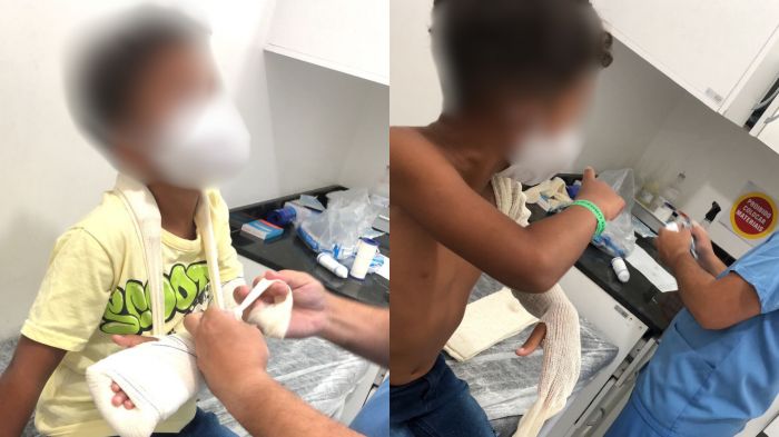 João Pedro dos Santos Lima ficou de duas a três horas sentado na escola sem atendimento médico (Foto: Leitora)