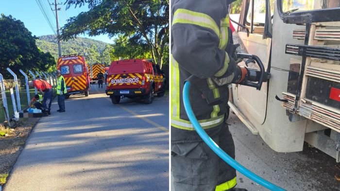 Acidente aconteceu no começo da manhã, na rua 706H, no Várzea (Foto: divulgação/CBMSC)