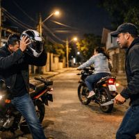 Assaltante rende motociclista com faca, enquanto mulher rouba moto