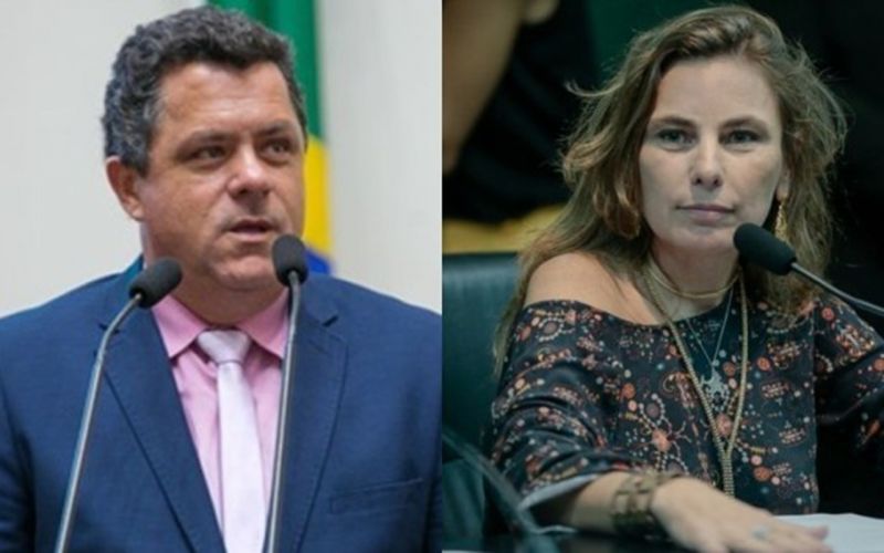 Farpas pra todo lado! O deputado bocudo e entisicado Ivan Naatz e a deputada bonitona Paulinha da Silva (Podemos) voltaram a se estranhar 