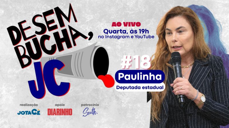 A presidente estadual do Podemos e pré-candidata a deputada federal, Paulinha, participa do Desembucha JC (foto: divulgação)
