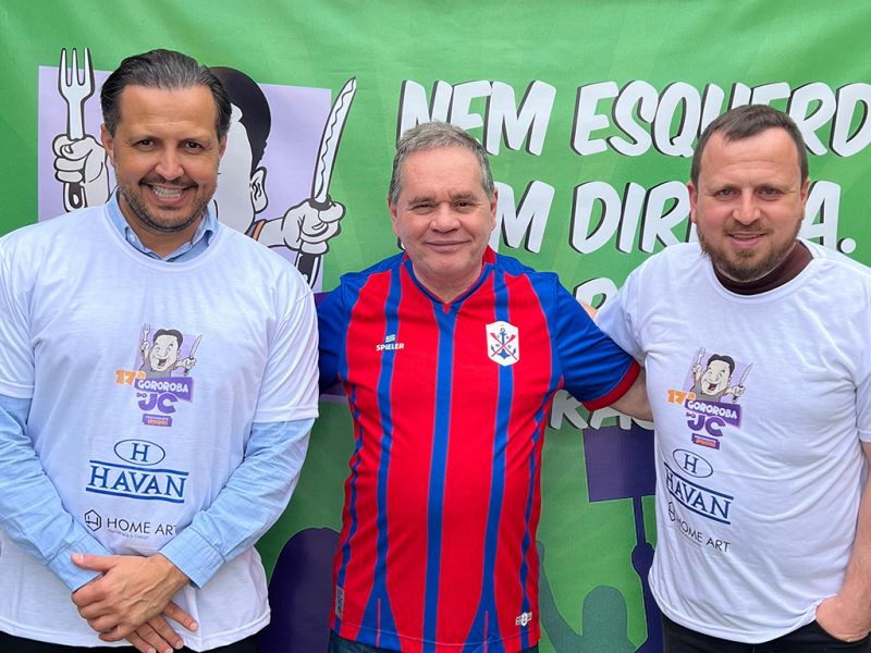 Cílio na Gororoba! O presidente do Marcílio Dias, Tarcísio Guedim, o vice-presidente, Gabriel Steil Kumm e o gerente de negócios, Lucas Eduardo Rogério