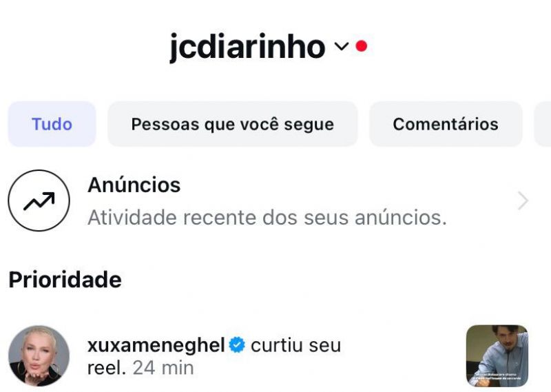 Rainha dos baixinhos, Xuxa Meneghel, tá dizóio no trabalho do JC e curtiu postagem no Instagram @jcdiarinho