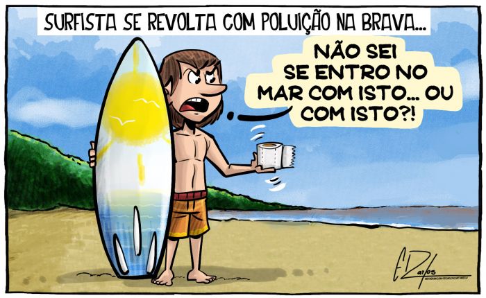 Surfista revoltado com poluição na Brava