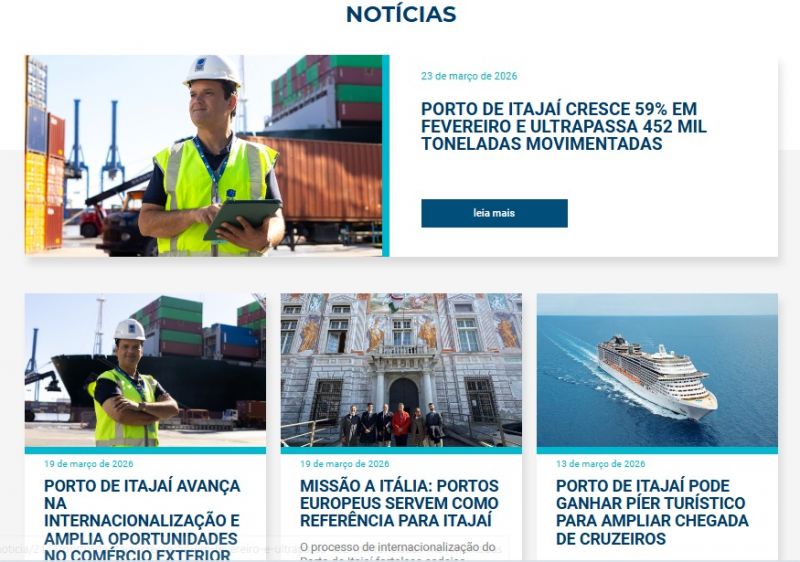 Não phode! O site do Porto de Itajaí parece a rede social do polido superintendente João Paulo Tavares Bastos Gama (foto: divulgação)